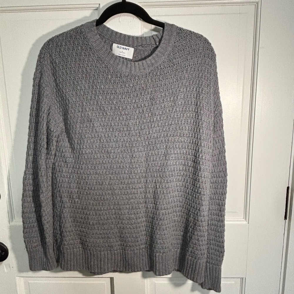 Old Navy Womens Gray Textured Waffle Knit‎ Tunic Length Sweater Small Pullover